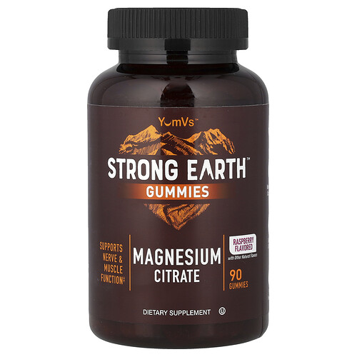 Yumvs Strong Earth Gummies™, Magnesium Citrate, Raspberry, 90 Gummies