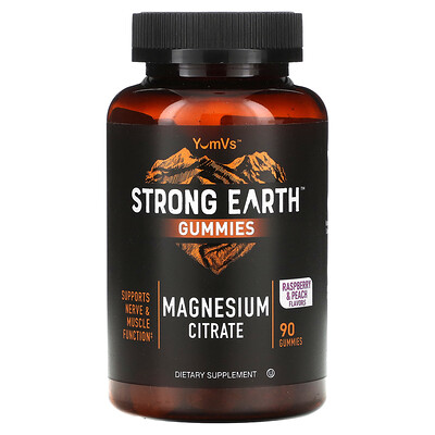 Yumvs Peach Strong Earth Gummies, Magnesium Citrate, Raspberry & 90 Gummies