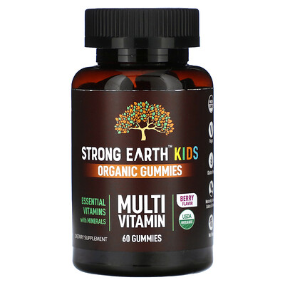 YumVs  Strong Earth Kids Organic Gummies  Multi Vitamin  Berry  60 Gummies