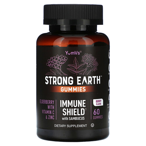 YumVs, Strong Earth Gummies, Immune Shield with Sambucus, Beere, 60 Fruchtgummis