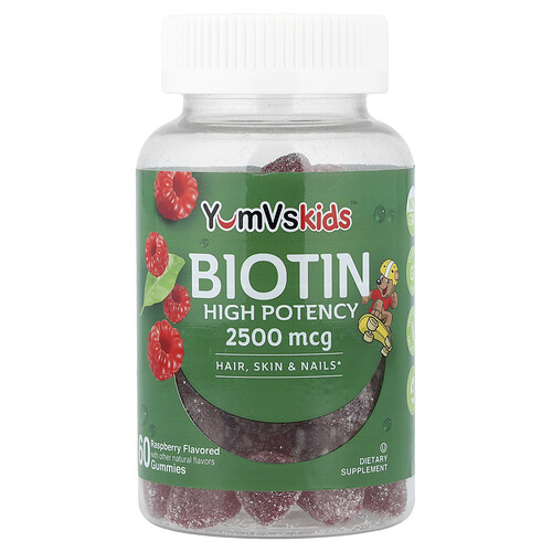 YumVs, Biotin-Gummis, Himbeere, 2.500 mcg, 60 Gummis