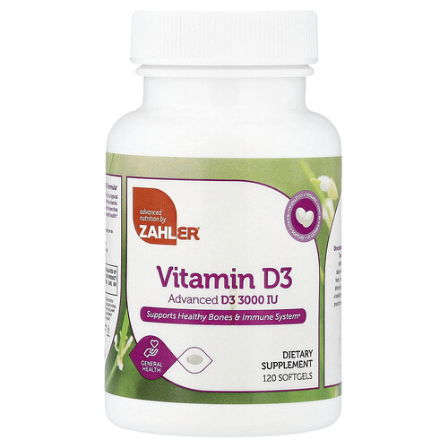 Zahler, Vitamin D3, 75 mcg (3,000 IU), 120 Softgels
