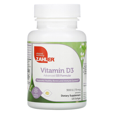 Zahler Vitamin D3, Advanced D3 Formula, 75 mcg (3,000 IU), 120 Softgels