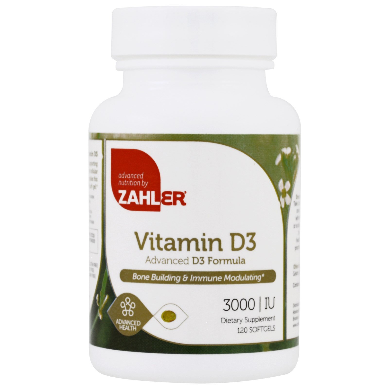 Zahler, Витамин D3, Продвинутая формула с витамином D3, 3000 МЕ, 120 мягких капсул