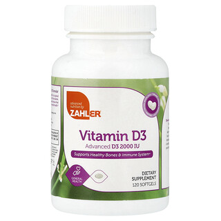 Zahler, Vitamina D3, 120 Cápsulas Softgel (50 mcg (2.000 UI)) Cada