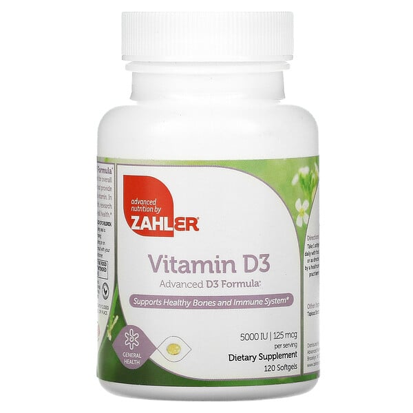 Vitamina D3, fórmula avanzada D3, 125 mcg (5,000 UI), 120 cápsulas blandas