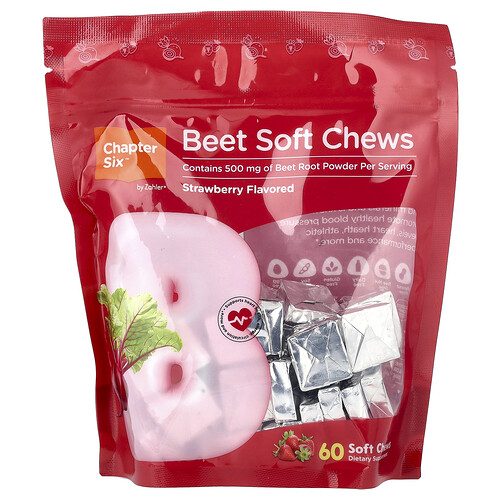 Zahler Chapter Six™, Beet Soft Chews, Strawberry, 60 Soft Chews (250 mg per Soft Chew)