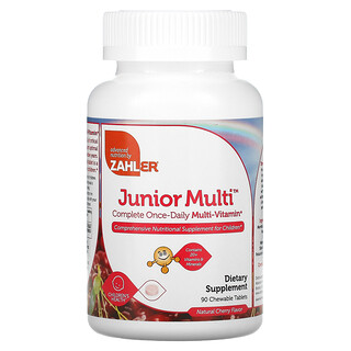 Zahler, Junior Multi, multivitamínico completo uno-diario, sabor natural a cereza, 90 comprimidos masticables