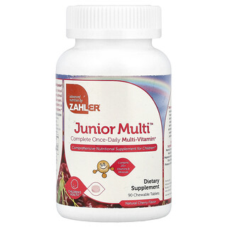 Zahler, Junior Multi™, complete multivitamine voor één keer per dag, natuurlijke kers, 90 kauwtabletten