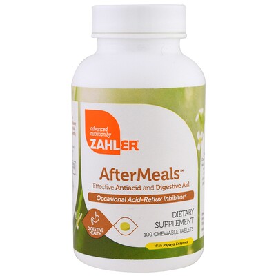 Zahler AfterMeals, эффективная антацидная и пищеварительная помощь, 100 жевательных таблеток