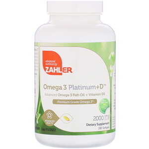 Отзывы о Залер, Omega 3 Platinum+D, Advanced Omega 3 Fish Oil + Vitamin D3, 2,000 mg, 180 Softgels
