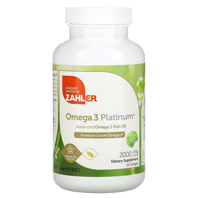 Zahler Omega 3 Platinum, усовершенствованный рыбий жир с омега-3, 2000 мг, 90 мягких таблеток