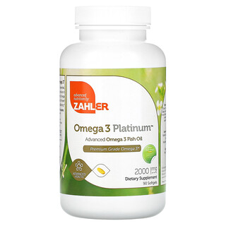 Zahler, Omega-3 Platinum, Aceite de pescado con omega-3 avanzado, 2000 mg, 90 cápsulas blandas (1000 mg por cápsula blanda)