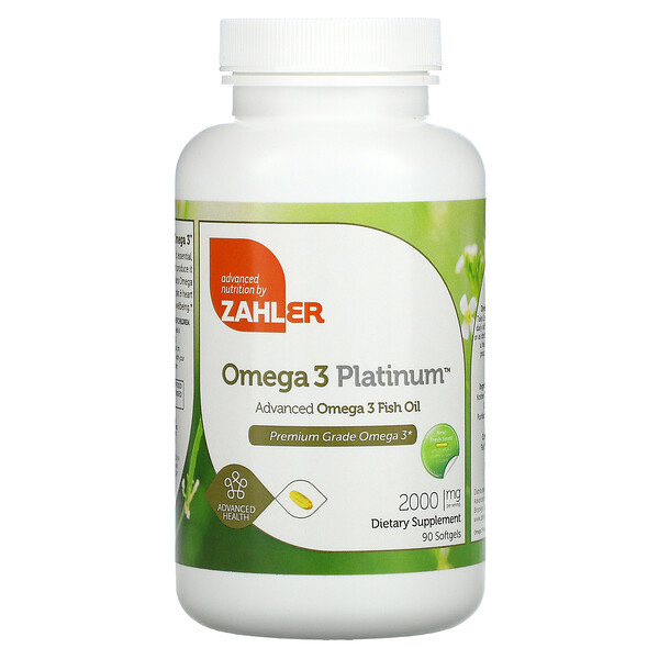 Zahler‏, Omega 3 Platinum, שמן דגים מתקדם עם אומגה 3,‏ 1,000 מ"ג, 90 כמוסות רכות