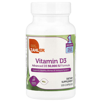 Zahler  Vitamin D3  1 250 mcg (50 000 IU)  120 Capsules