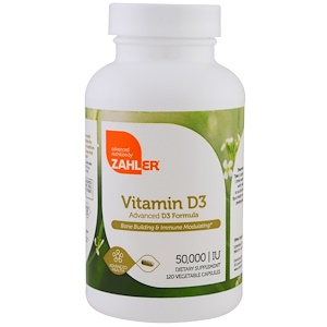 Zahler, Витамин D3, 50000 МЕ, 120 растительных капсул