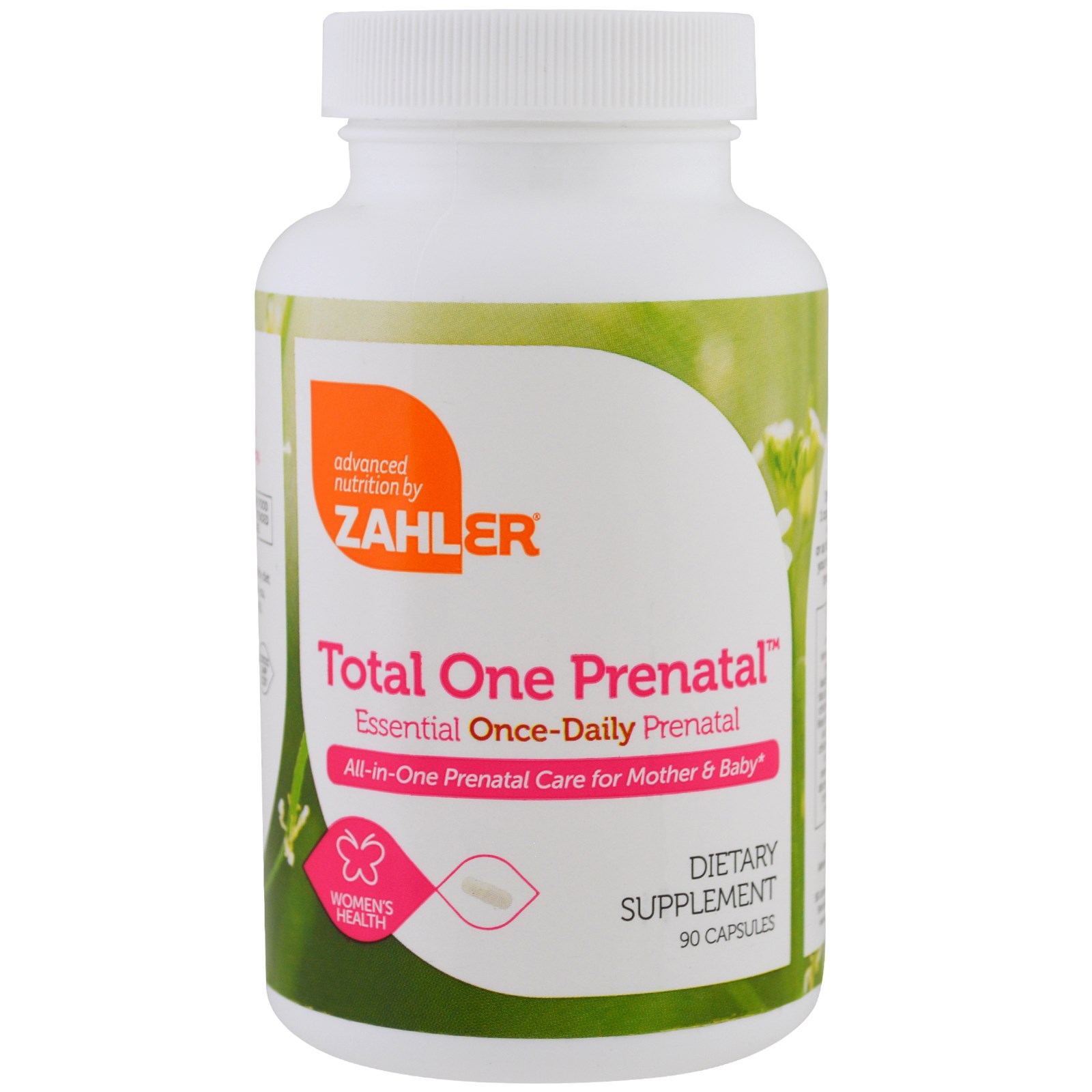 Zahler, Total One Prenatal, предродовой комплекс с необходимыми компонентами для приема один раз в день, 90 капсул