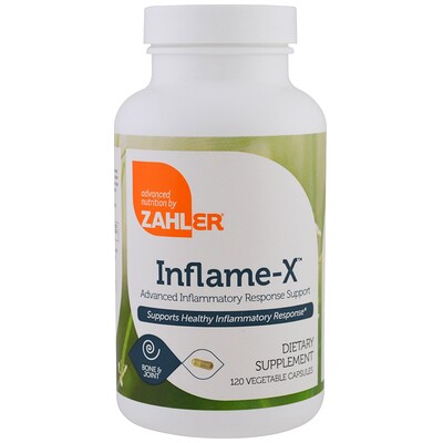 Zahler Inflame-X, улучшенная поддержка при воспалительной реакции, 120 растительных капсул