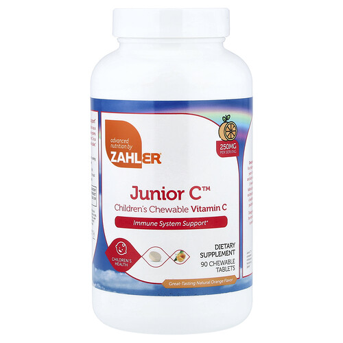 Zahler, Junior C™, Kautabletten für Kinder, natürliche Orange, 250 mg, 90 Kautabletten