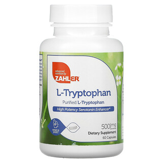 Zahler, L-триптофан, очищенный L-триптофан, 500 мг, 60 капсул