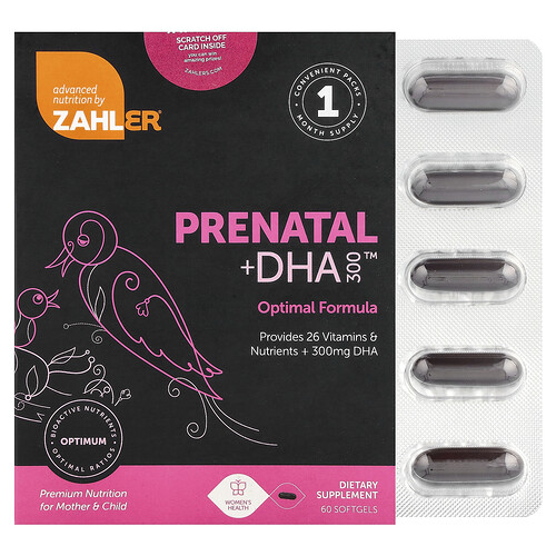 Zahler, Suplemento prenatal con DHA 300™, 180 cápsulas blandas