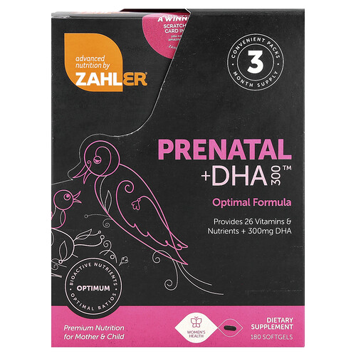 Zahler, Suplemento prenatal con DHA 300™, 180 cápsulas blandas