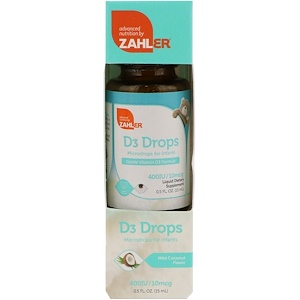Отзывы о Залер, D3 Drops, Microdrops for Infants, Mild Coconut Flavor, 0.5 fl oz (15 ml)