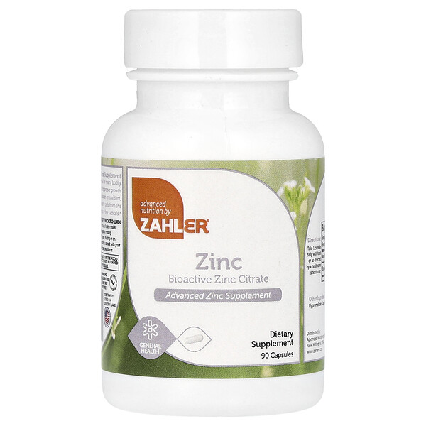 Zahler Zinc, Bioactive Zinc Citrate, 90 Capsules (50 mg per Capsule)