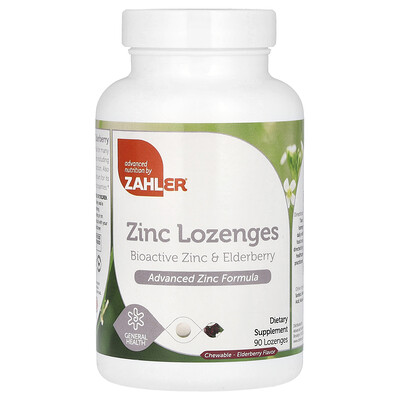 Zahler  Zinc Lozenges  Bioactive Zinc & Elderberry  Elderberry  90 Lozenges