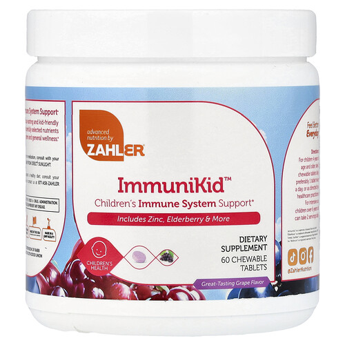 Zahler, ImmuniKid™, Children's Immune System Support, Unterstützung des Immunsystems von Kindern, Traube, 60 Kautabletten