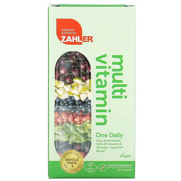 Zahler, One Daily, Daily Multivitamin with 20 Vitamins & Minerals + Spectra Blend, 60 Capsules