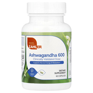 Zahler, 南非醉茄 600，科学验证剂量，增加精神能量和支持放松，60 粒胶囊（每粒胶囊 300 毫克）