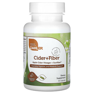 Zahler, Vinagre de Sidra de Maçã + Sunfiber, 60 Cápsulas