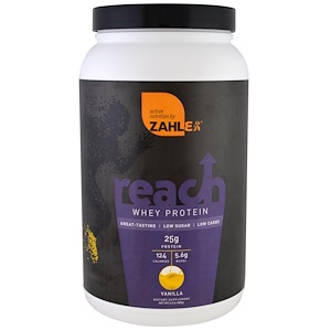 Zahler, Reach Whey Protein, High Protein and no sugar protein shake, Vanilla, Kosher, 2.2 lb (989 g)