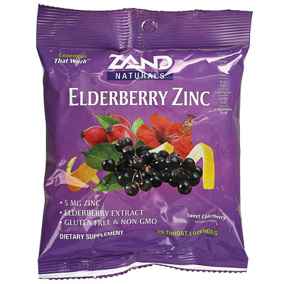 

Zand, Elderberry Zinc, Sweet Elderberry, 15 Throat Lozenges