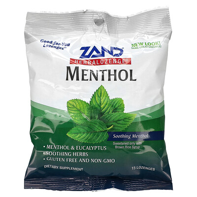 

Zand, Herbalozenge, Menthol, Soothing Menthol, 15 Lozenges