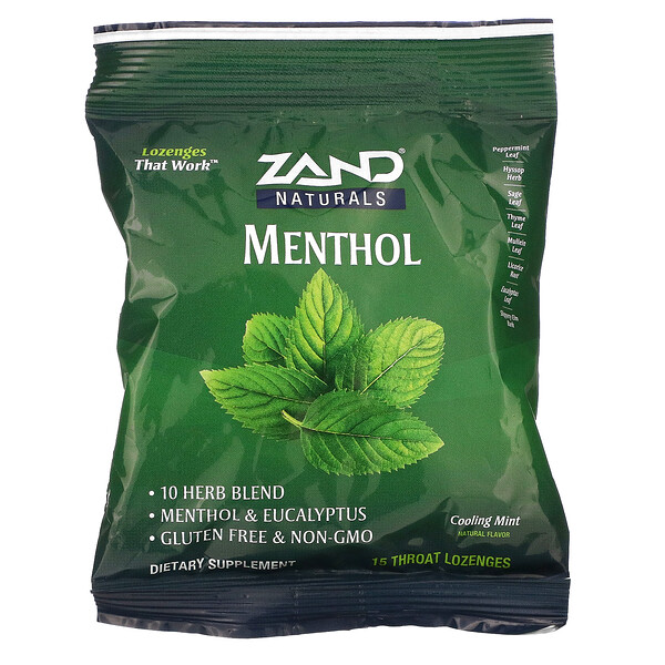 Naturals, Menthol, Cooling Mint, 15 Throat Lozenges