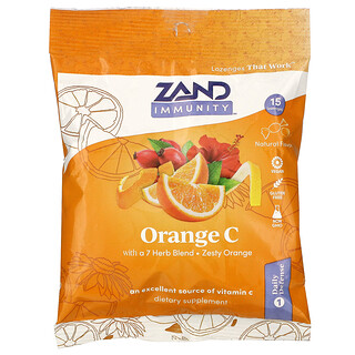 Zand, オレンジC, Herbalozenge, 心地よい刺激のある味のオレンジ, 15トローチ