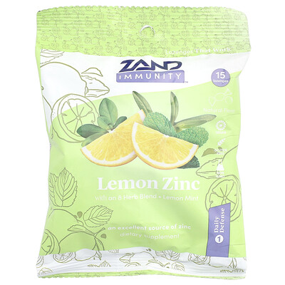 Zand  Immunity™  Lemon Zinc With an 8 Herb Blend  Lemon Mint  15 Lozenges