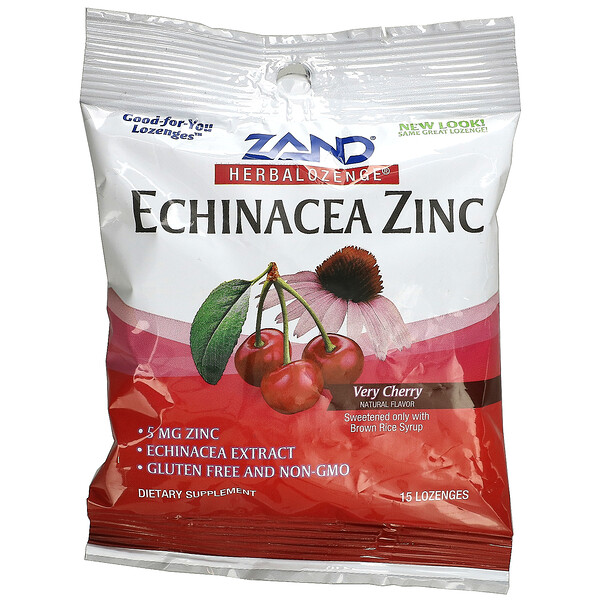 Zand, Echinacea Zinc、Herbalozenge、サクランボ風、トローチ15粒