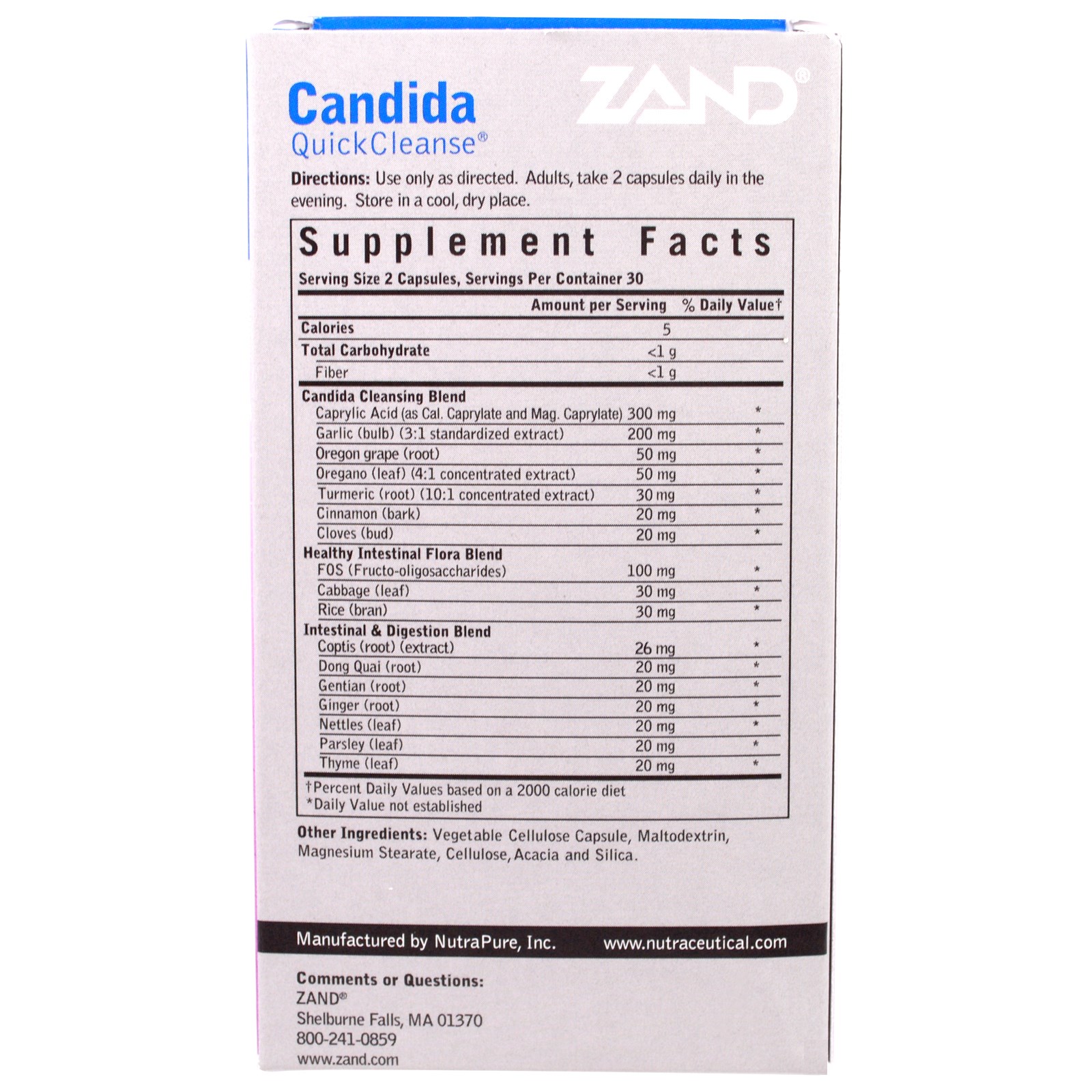 Zand, Candida Quick Cleanse, 60 Veggie Caps