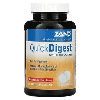 Zand, Quick Digest with Plant Enzymes, Citrus, 90 Chewable Tablets