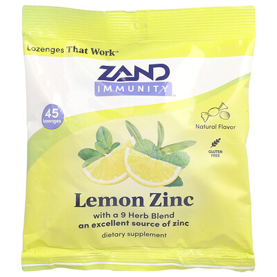 Zand  Immunity  Lemon Zinc  Natural  45 Lozenges