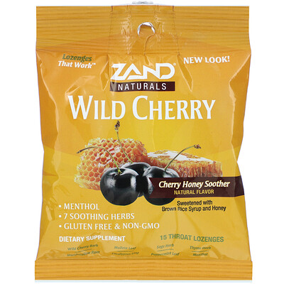 Zand Wild Cherry, Honey Soother, 15 Throat Lozenges