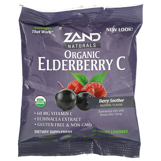 Zand, 天然，有機接骨木果 C，漿果奶嘴，18 片潤喉片