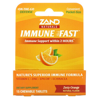 Zand, Immune Fast, пикантный апельсин, 15 жевательных таблеток