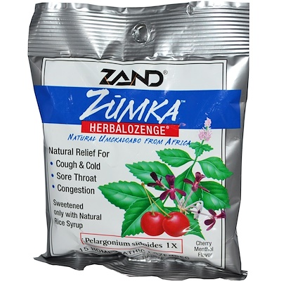 

Леденцы от кашля с вишнево-ментоловым вкусом Zumka, Herbalozenge, Cherry Menthol Flavor, 15 гомеопатических леденцов