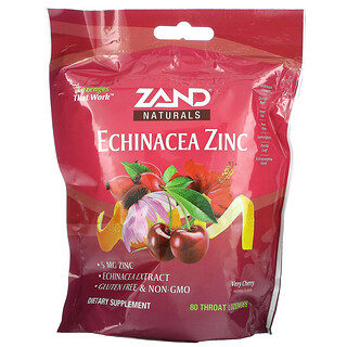 Zand, Herbalozenge, травяные леденцы с эхинацеей и цинком, вкус вишни, 80 леденцов