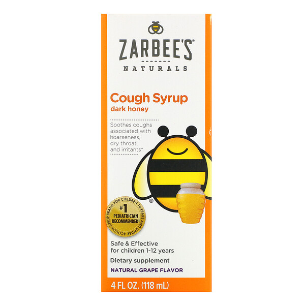 Zarbee S Children S Cough Syrup Dark Honey For Children 12 Months Natural Grape Flavor 4 Fl Oz 118 Ml Iherb