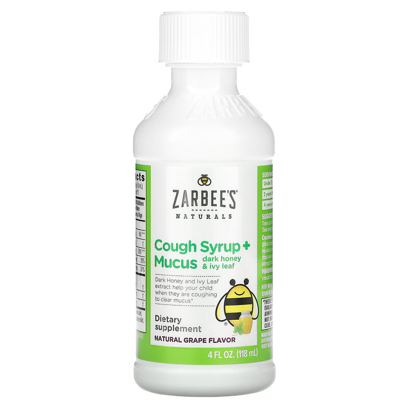 Zarbee's, Children's Cough Syrup + Mucus, Dark Honey & Ivy Leaf, For